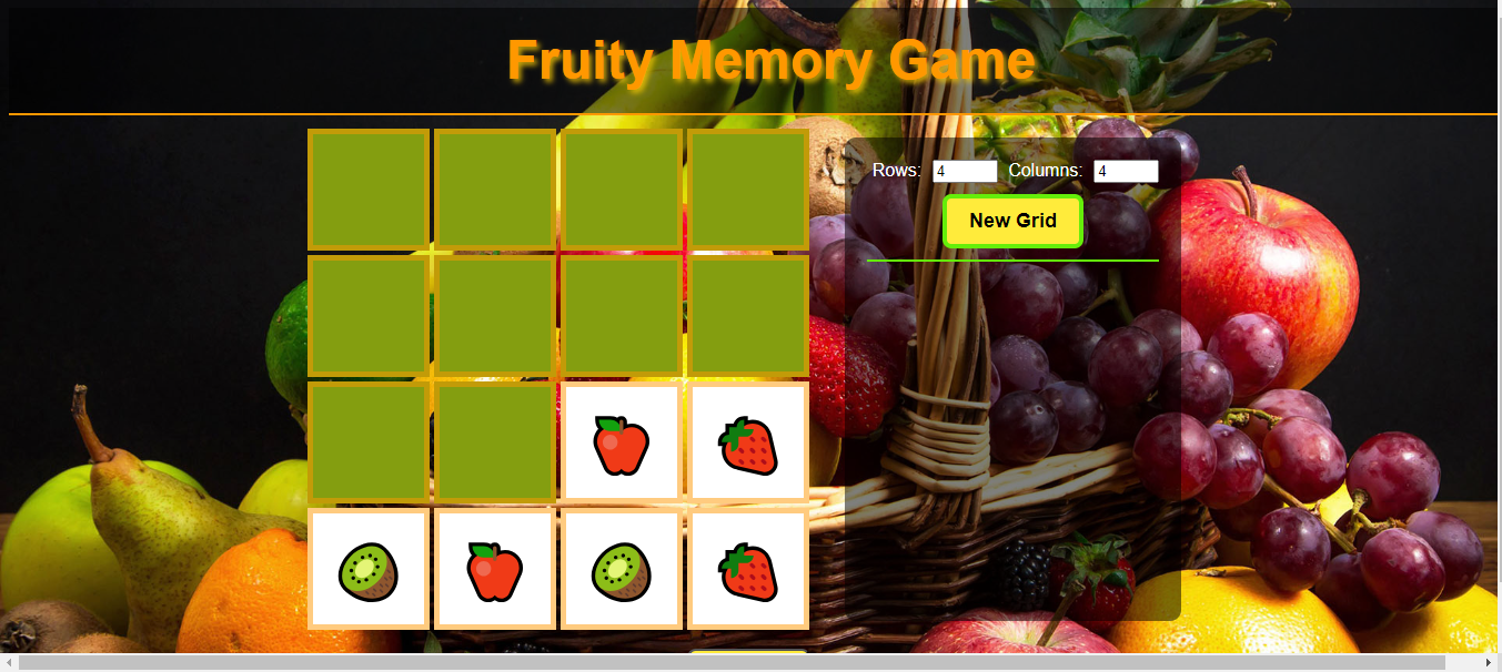 Screenshot of the Memory Game project