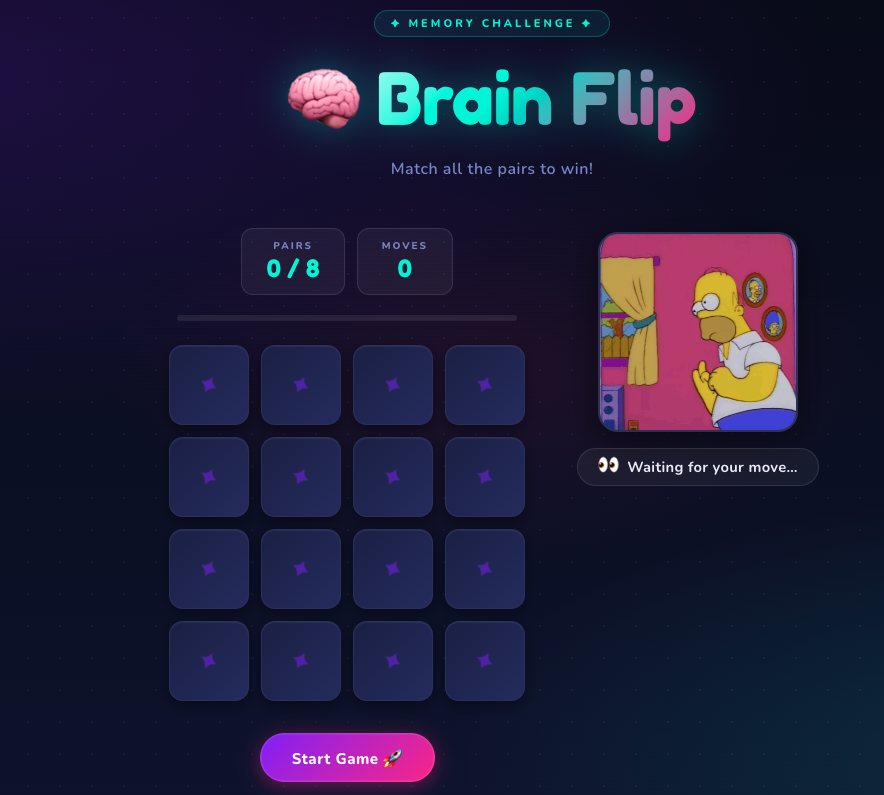 Screenshot of the Memory Game React project